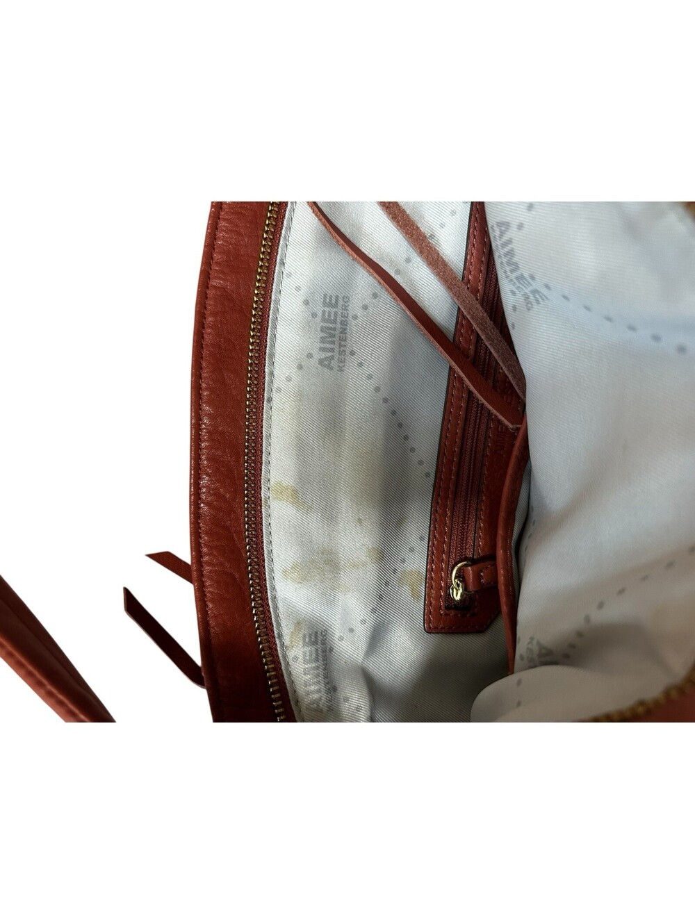 Aimee Kestenberg leather Hobo Suede burnt Orange Brown Rust Gold Hardware Purse - Picture 7 of 7